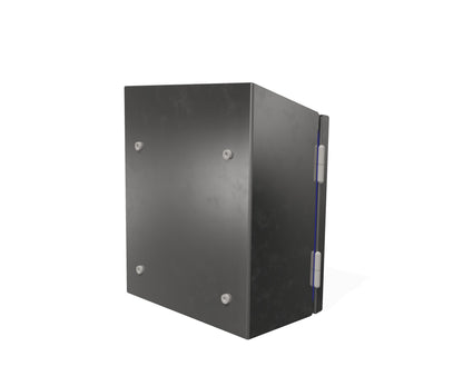 Back view of the 4Xxtreme® Slope Forward Wall-Mount Enclosure w/ Hygienic Quarter Turn and Patented Double Seal & Double Stud Technologies – 16H × 16W × 8D